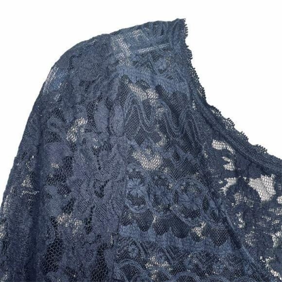 Free People Black Lace Short Sleeve Blouse Small - Picture 8 of 8